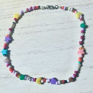 Multi-Colored 90s Y2K Kandi & Mixed Mismatched Beaded Necklace